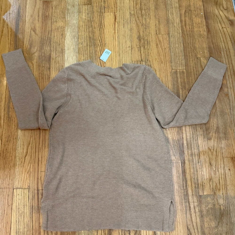NWT GAP Womens Brown VNeck Textured Long Sleeve Sweater Size Medium NWT Fall - Picture 10 of 12